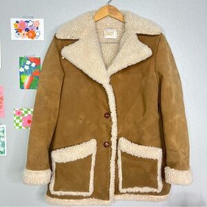 Vintage 70s penny lane Fingerhut Fashions Faux Shearling Suede Button-up Jacket